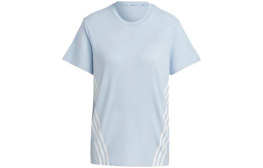 Adidas Adidas T Shirts Women's Blue With White Lettering Crew Neck Moderate Straight Fit