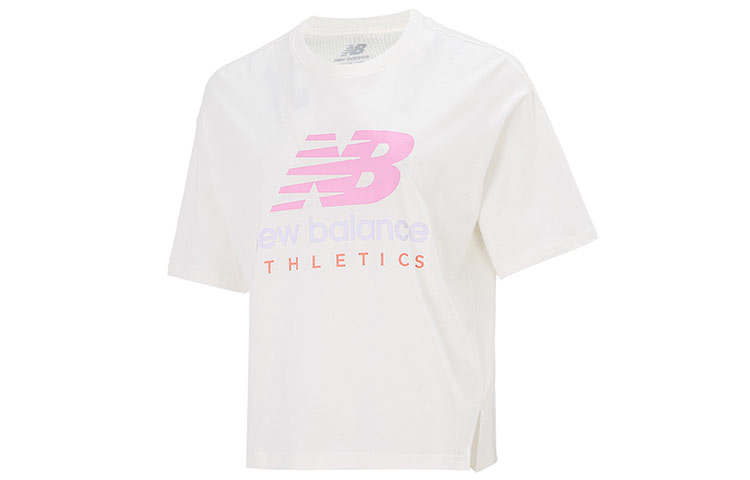 New Balance New Balance T Shirts Women's White Crew Neck Moderate Straight Fit
