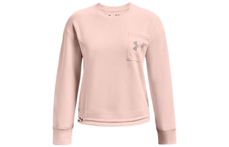 Under Armour Under Armour Under Armour Rival Mesh Fleece Lined Round Neck Pullover With Chest Pocket Sweatshirt Winter Women's Pink
