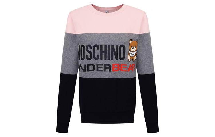 MOSCHINO Sweatshirts Women's Pink Gray Black Crew Neck Moderate Regular
