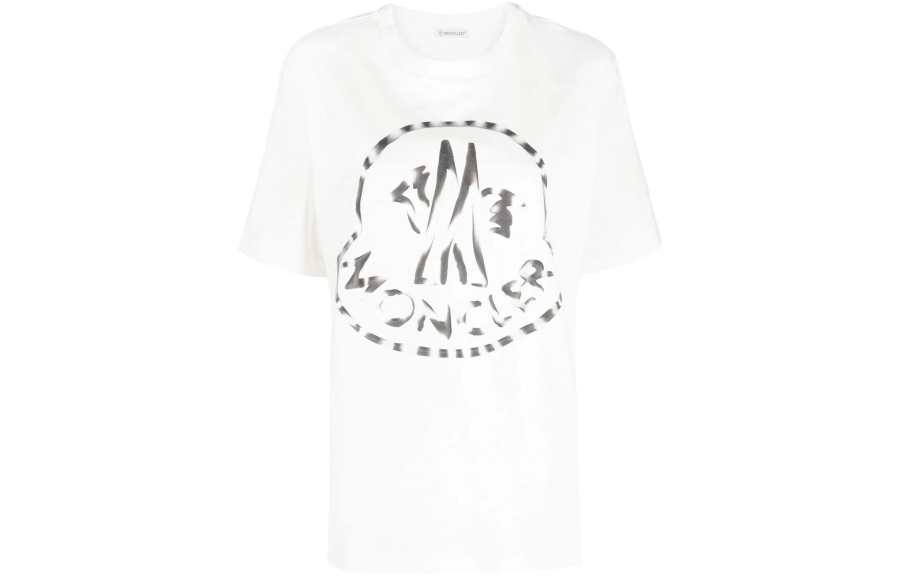 Moncler White Logo Print Short Sleeve T-shirt