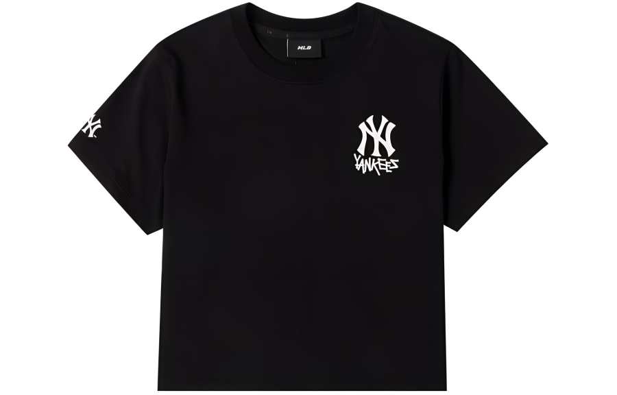 MLB New York Yankees T Shirts Women's Black Crew Neck Moderate