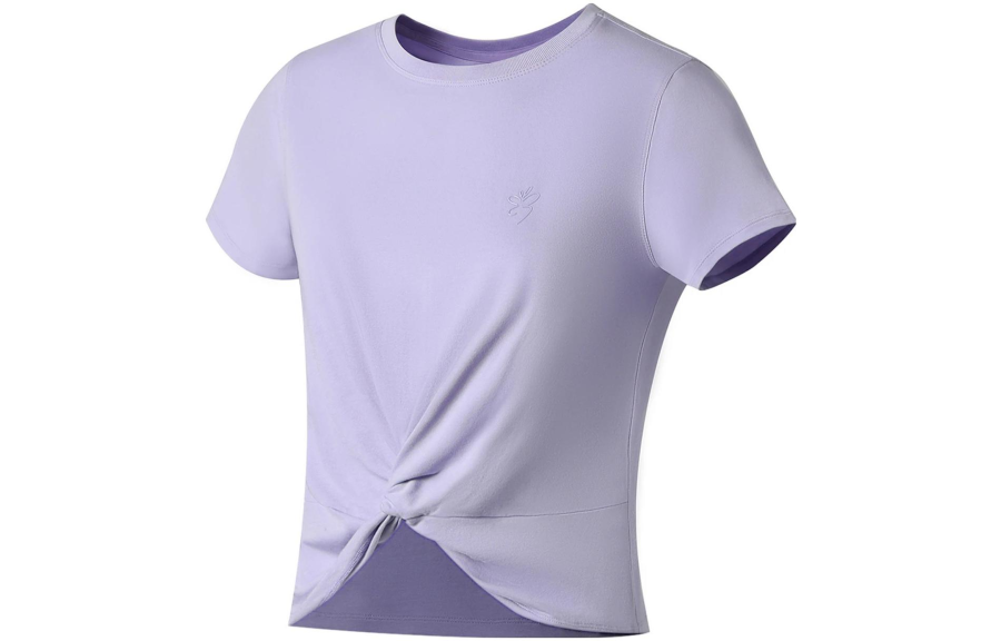 Li-Ning Li Ning Training Series T Shirts Women's Light Dusty Purple Crew Neck Moderate Straight Fit