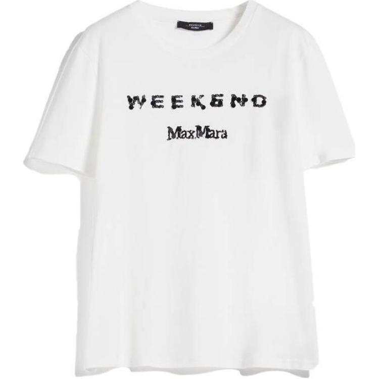 WEEKEND MaxMara T Shirts Women's White Crew Neck Moderate Straight Fit