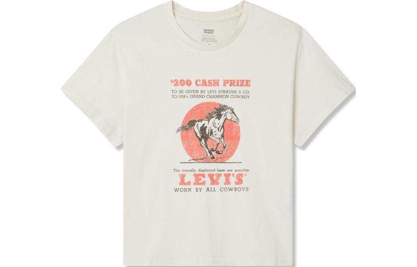 Levis T Shirts Women's Ecru Crew Neck Moderate Other