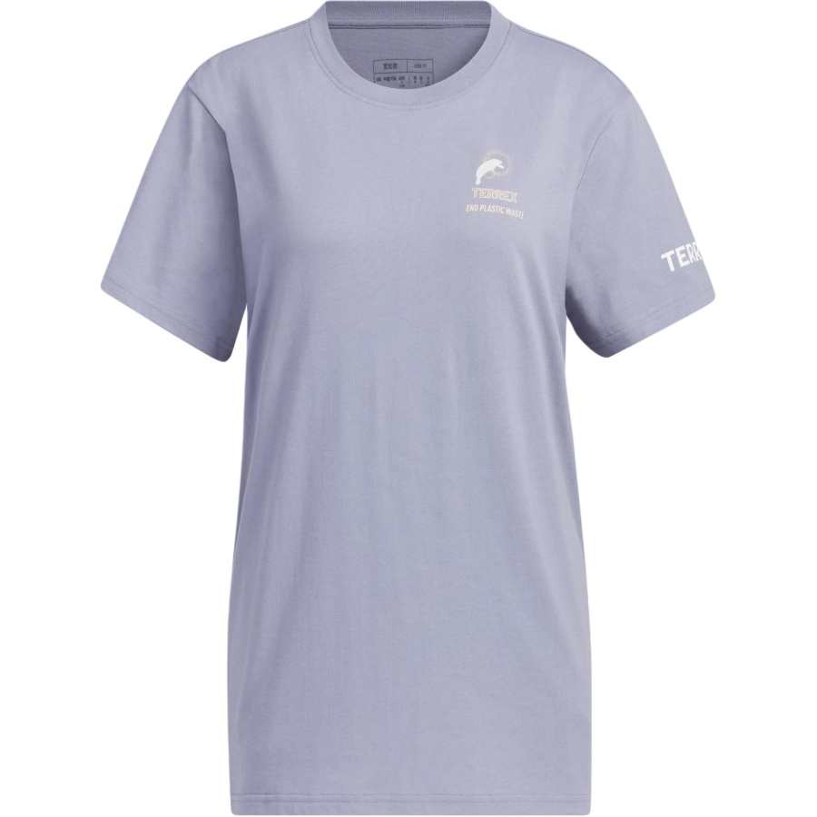 Adidas Adidas T Shirts Women's Silver Gray Violet Crew Neck Moderate Straight Fit