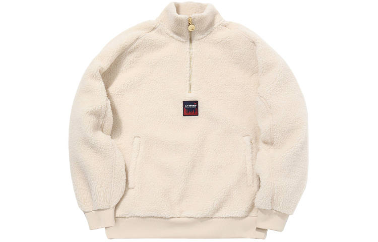 Li-Ning Li Ning Sweatshirts Unisex Sand Gray Stand Collar Moderate Regular