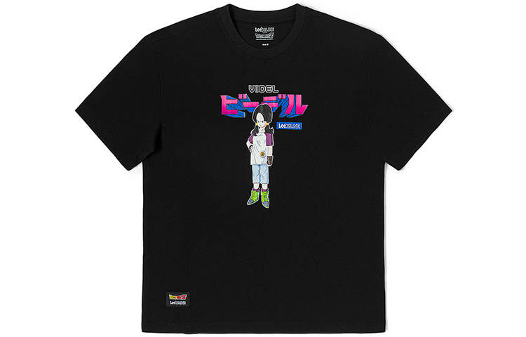 Lee X Dragon Ball Lee X T Shirts Women's Black Crew Neck Thin Straight Fit