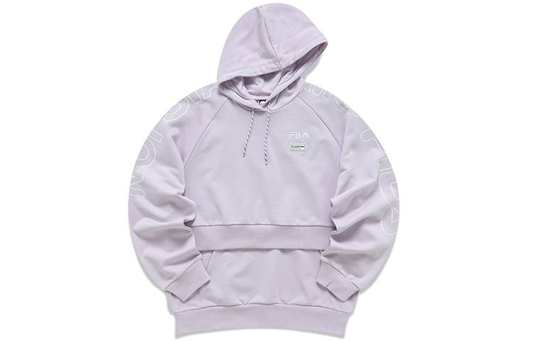 FILA FUSION Sweatshirts Women's Light White Purple Hooded Moderate Mock Two Piece