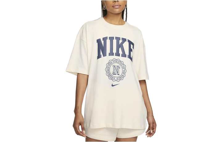 Nike Nike T Shirts Women's Pale Ivory Crew Neck Moderate Straight Fit