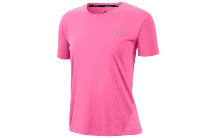 Nike Nike T Shirts Women's Magenta Crew Neck Moderate Straight Fit