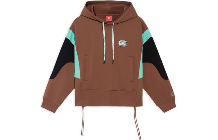 Li-Ning Li Ning Sweatshirts Women's Tortoiseshell Brown Hooded Moderate Regular