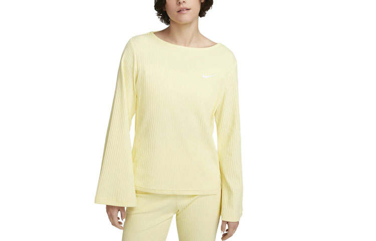 Nike Nike T Shirts Women's Lemon Chiffon Square Collar Moderate Straight Fit