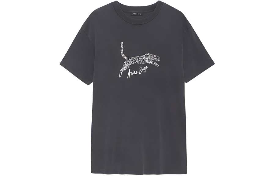 Anine Bing Walker Leopard-Logo Faded T-Shirt