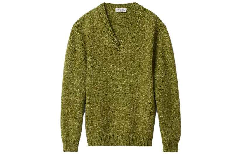 MIU MIU Sweaters Women's Green V Neck Moderate Other