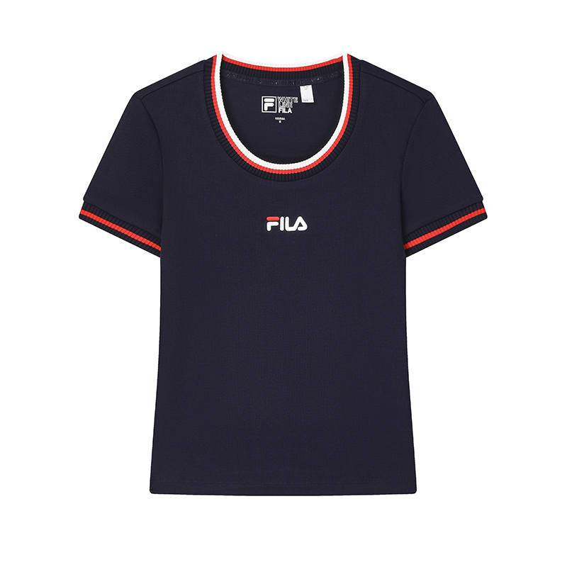 FILA T Shirts Women's Secret Mirror Blue Crew Neck