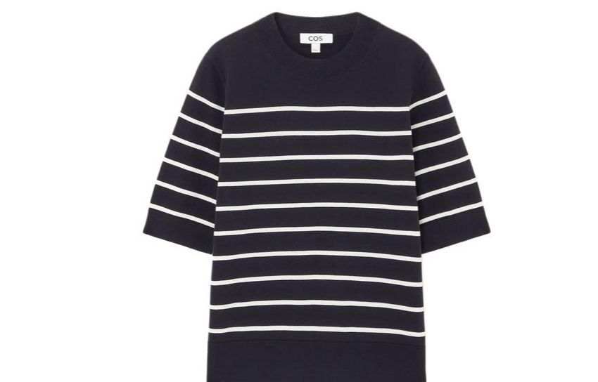COS T Shirt Women's Navy Blue/Stripes