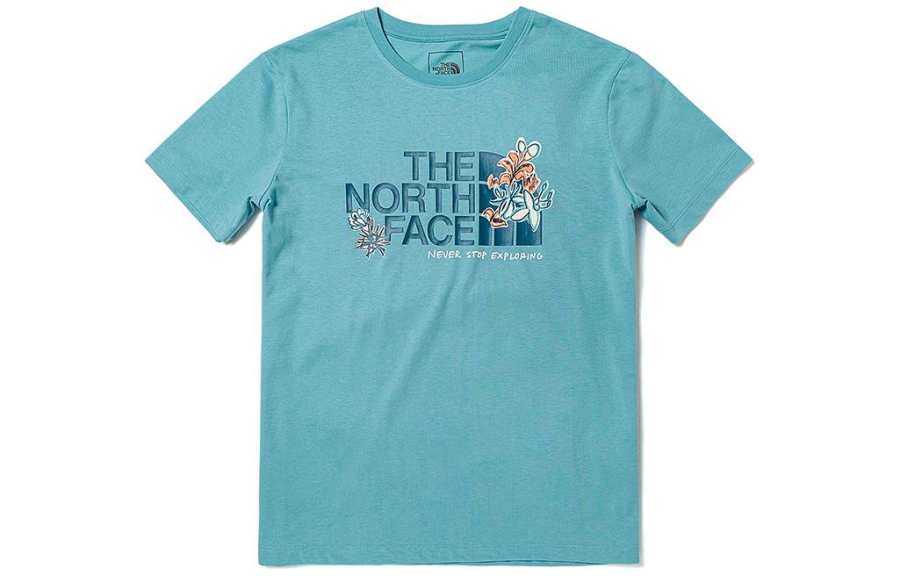THE NORTH FACE T Shirts Women's Blue Crew Neck Moderate Straight Fit