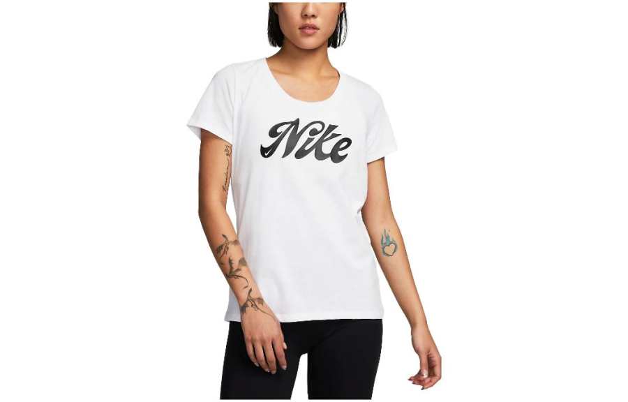 Nike Nike T Shirts Women's White Crew Neck Moderate Straight Fit