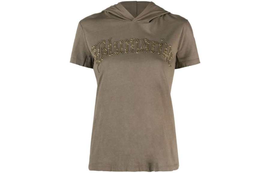 Blumarine studded-logo hooded T-shirt