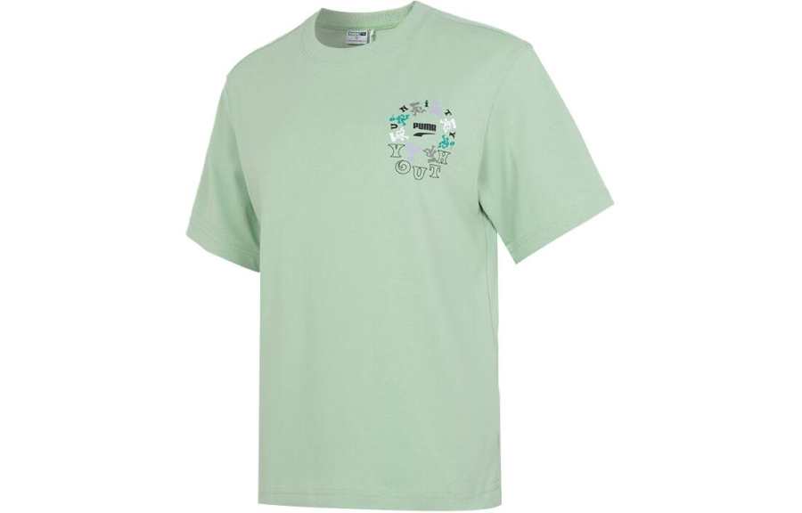 PUMA T Shirts Women's Green Crew Neck Moderate Other