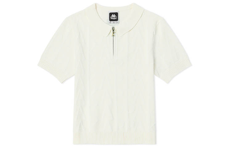 Kappa Polo Shirts Women's Korean White 012 Polo Collar Moderate Straight Fit