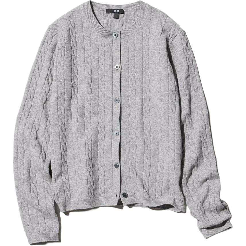 UNIQLO Knitwear Women's Gray Crew Neck Moderate Cardigan