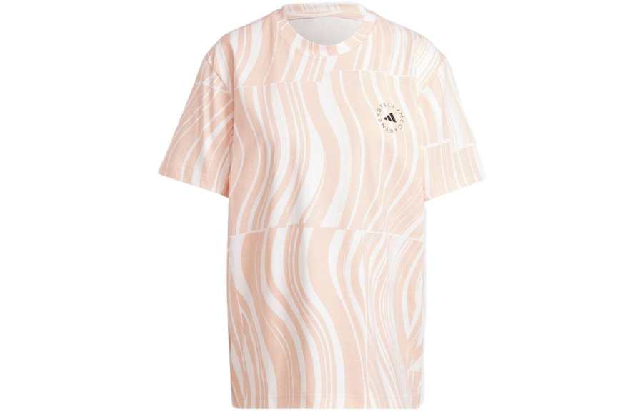 Adidas Adidas X Stella McCartney T Shirts Women's Pink Brush Crew Neck Moderate Straight Fit