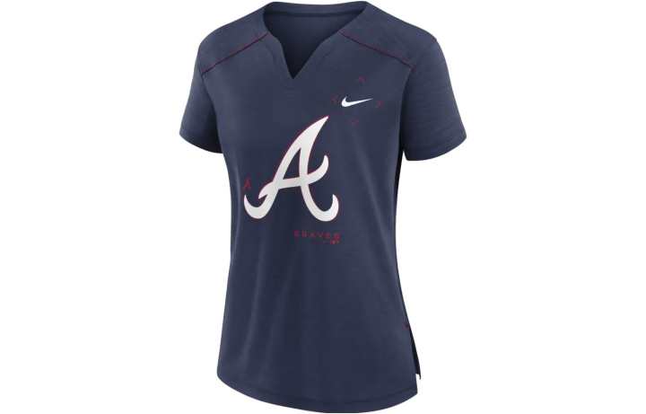 Nike Nike T Shirts Women's Navy Blue V Neck Moderate Straight Fit