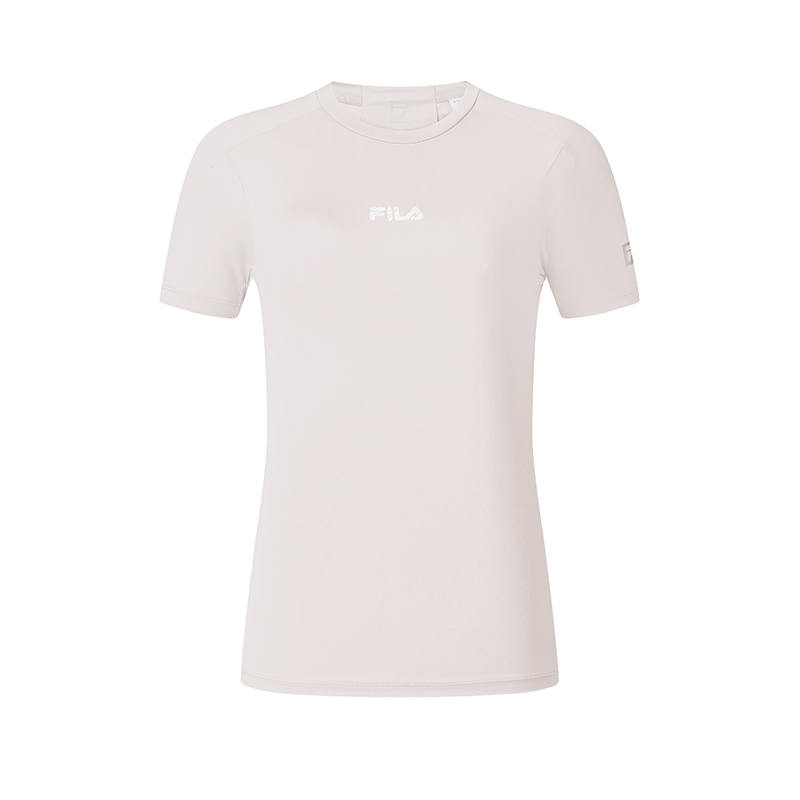 FILA T Shirts Women's Light Clam Pink Crew Neck Moderate Nipped In Waist