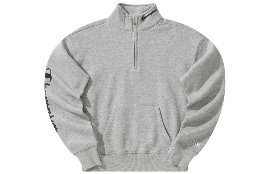Champion Play It Out Legacy Collection, Side Sleeve Large Logo Stand Collar Half Zip Fleece Lined Athleisure