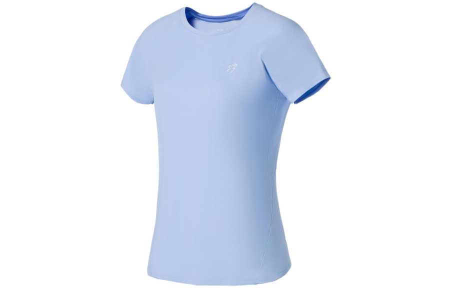 Li-Ning Li Ning Training Series T Shirts Women's Snow Blue Crew Neck Moderate Straight Fit