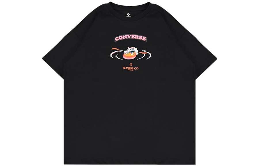 Converse Drop Shoulder Sleeve T Shirt Women's Black