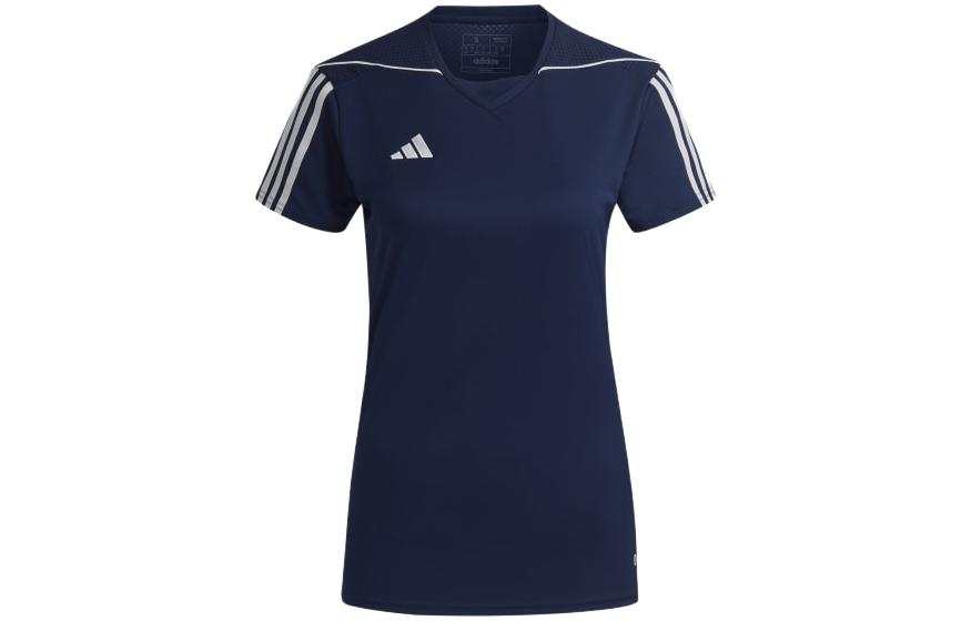 Adidas Adidas T Shirts Women's Marine Blue V Neck Moderate Straight Fit