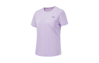 Li-Ning Li Ning Running Collection T Shirts Women's Light Elegance Purple Crew Neck Moderate Straight Fit