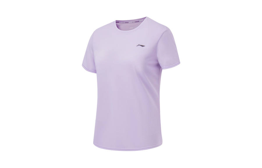 Li-Ning Li Ning Running Collection T Shirts Women's Light Elegance Purple Crew Neck Moderate Straight Fit
