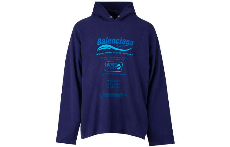 Balenciaga Dry Cleaning Logo Hoodie Blue