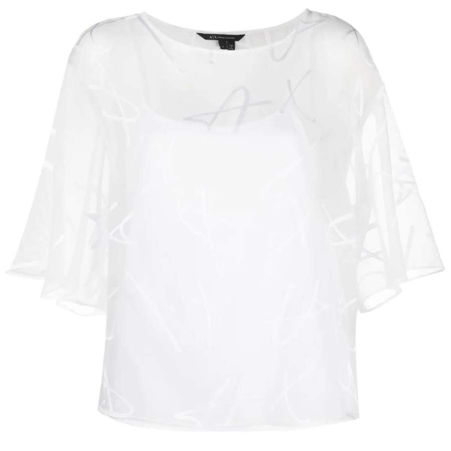 ARMANI EXCHANGE Armani Exchange graphic-print semi-sheer blouse