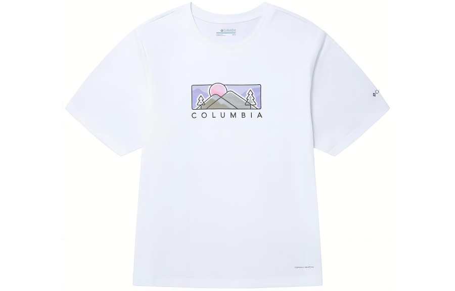 Columbia T Shirts Women's White Crew Neck Moderate Straight Fit