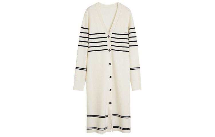 ELLE Sweaters Women's Ecru V Neck Moderate Cardigan