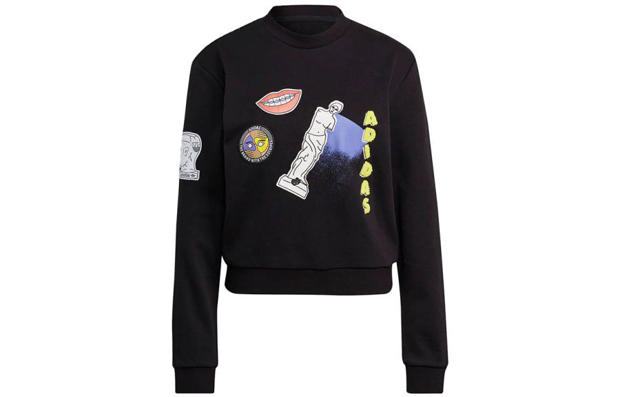 Adidas Originals Fakten Sweatshirt Sweatshirts Women's Black Crew Neck Moderate Other