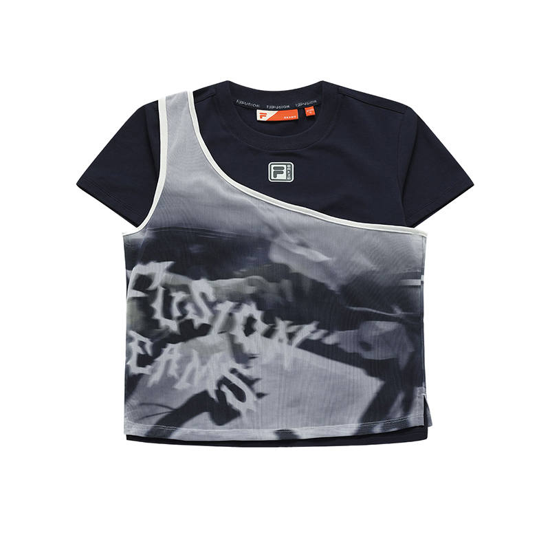 FILA FUSION SS24 T Shirt Women's Two Piece Set Dark Abyss Blue