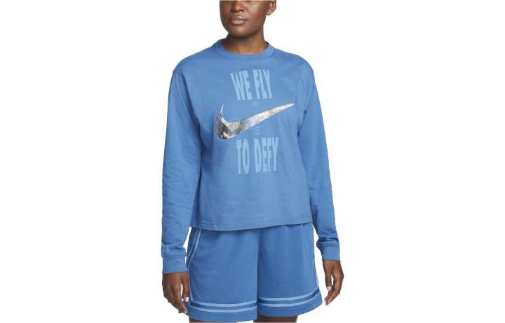Nike Nike T Shirts Women's Coastal Blue Crew Neck Moderate Straight Fit