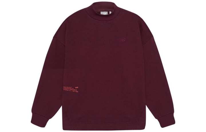New Balance New Balance Solid Color Letter Logo Detail Crew Neck Pullover Long Sleeved Fleece Lined Sweatshirt Women's Red