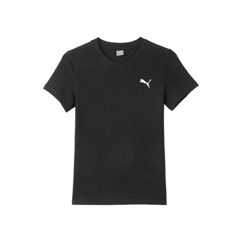 PUMA HER T Shirts Women's Black Crew Neck Moderate