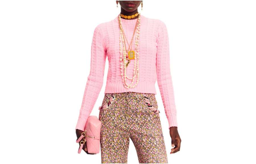 CHANEL Knitwear Women's Pink Crew Neck Moderate Other