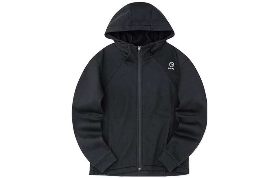 ANTA Variety Training Collection Sweatshirts Women's Black Hooded Thickened Cardigan