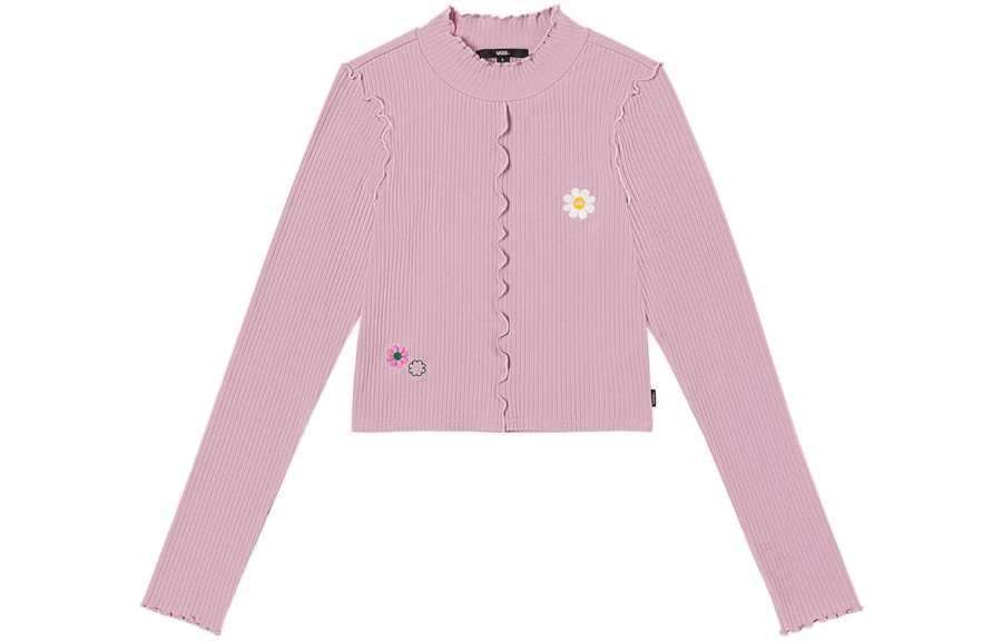 Vans W OVERSIZED FLORAL Knitwear Women's Light Purple Crew Neck Moderate Other