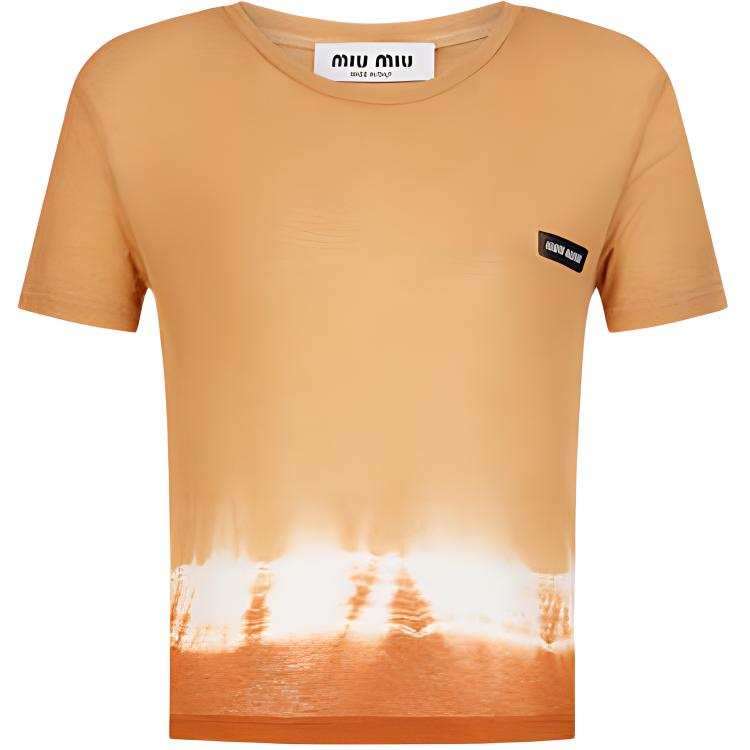 MIU MIU T Shirts Women's Yellow Crew Neck Moderate Straight Fit