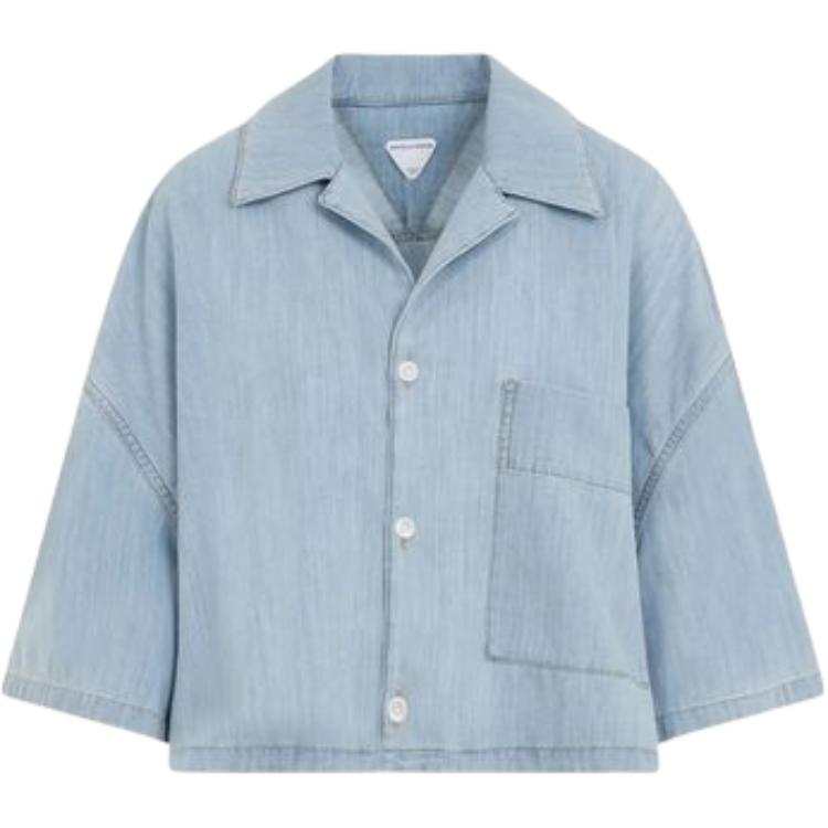 Bottega Veneta Light Bleached Denim Cropped Shirt
